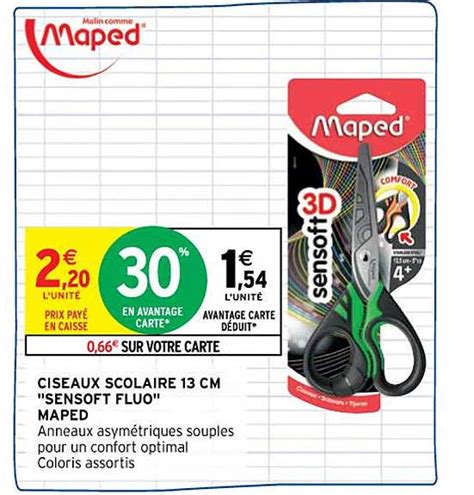 Promo Ciseaux Scolaire Cm Sensoft Fluo Maped Chez Intermarch