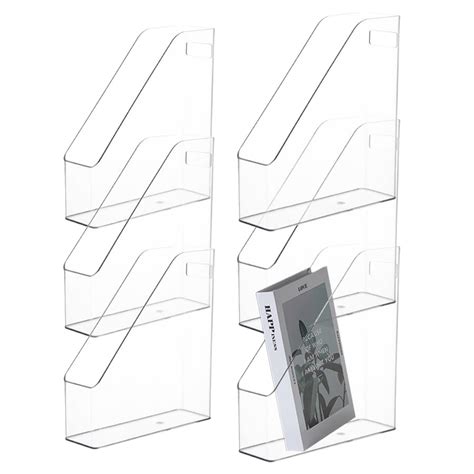 Snapklik 6 Pack Clear Acrylic Magazine File Holder Clear Acrylic