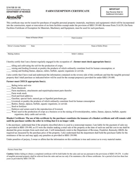 Farm Exemption Certificate Printable Pdf Download