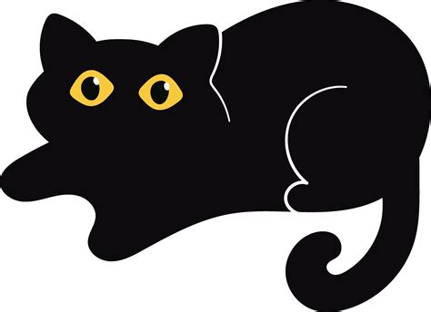 International Cat Day Silhouette Cute Cartoon Style With Small Yellow