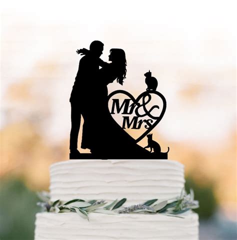 Unique Wedding Cake Topper With Cats Bride And Groom Wedding Etsy