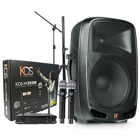 Kit Caixa De Som Amplificada Bluetooth Profissional Ps1501 Microfone