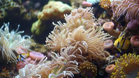 Premium Photo Coral Reef Diversity Closeup Of Sea Anemones