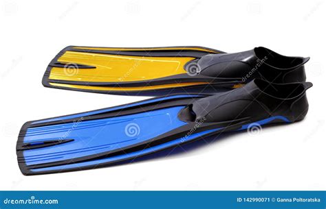 Flippers for Diving of Two Different Colors Stock Image - Image of ...