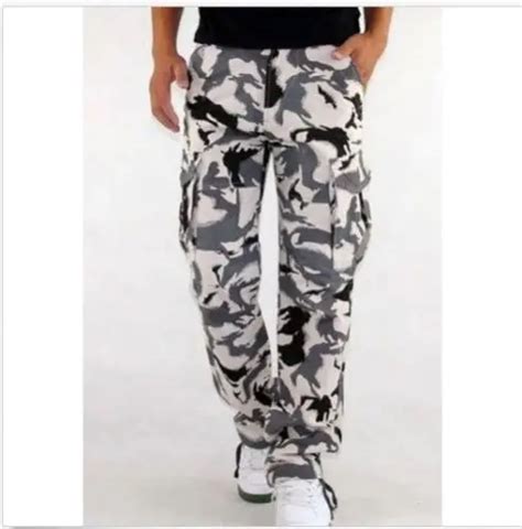 S 3XL Men's Casual Military White Camouflage Camo Cargo Combat Work Pants Trousers Straight Plus ...