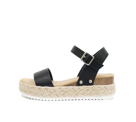 Soda Clip Natural Python Open Toe Casual Espadrilles Trim Heeled Sandals Black New Us Footwear