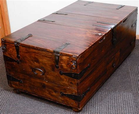 Vintage Reclaimed Wood Chest Or Trunk With Metal Hardware At 1stdibs