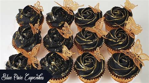 How To Make Black And Gold Buttercream Cupcakes Black And Gold