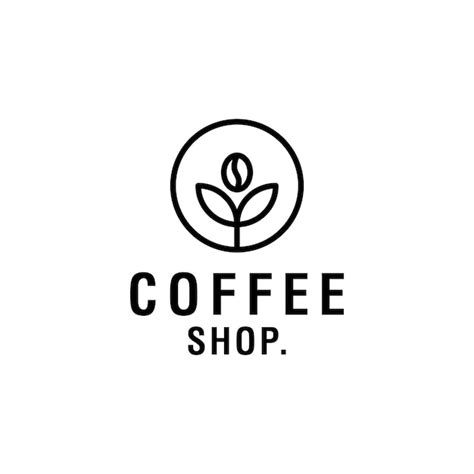 Premium Vector Coffee Bean Leaf Plant Branch Hipster Minimal Logo Vector With Leaf Simple Line