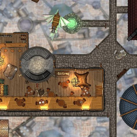 THE BEAR'S REST TAVERN, Sharn District (Battlemap, Public) | Patreon | Fantasy map, Tabletop rpg ...