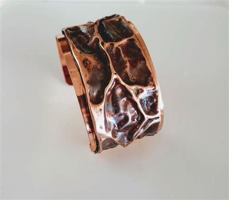 Copper Air Chased Layered Cuff Bracelet With Some Bling Etsy