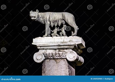 Symbol Of Rome She Wolf Breastfeeding Romulus And Remus Stock Photo