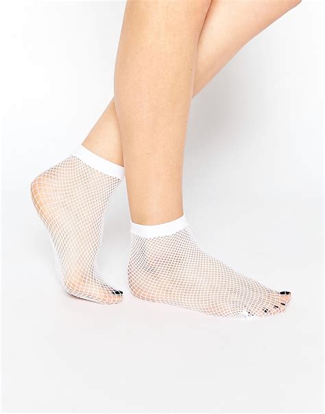 Lyst Asos Fishnet Ankle Socks In White