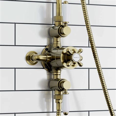 Downton Exposed Traditional Thermostatic Shower Set 2 Outlet Incl