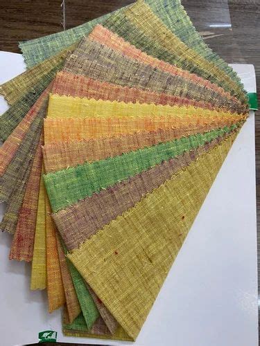 South Cotton Linen Yellow Slub Fabric Plain Solids Multicolour At Rs