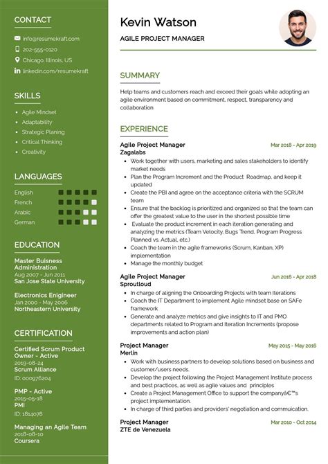 Agile Project Manager Resume Template In 2025 Resumekraft