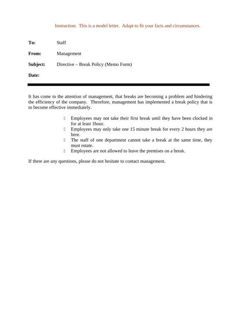 Employee Break Policy Template Fill Out And Sign Online Dochub