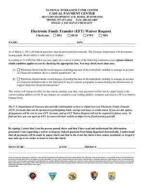 Fillable Online Eft Waiver Request Form Fax Email Print Pdffiller