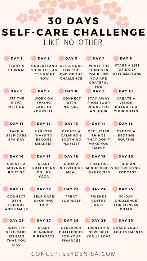 30 Days Self Care Challenge Like No Other In 2024 Monthly Challenge