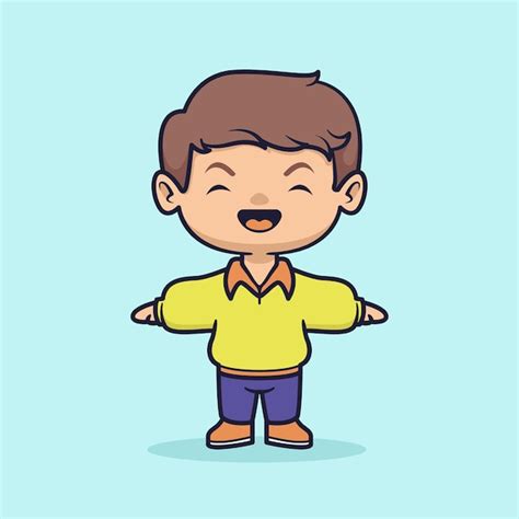 Ilustración De Vector Lindo Niño Feliz Vector Premium