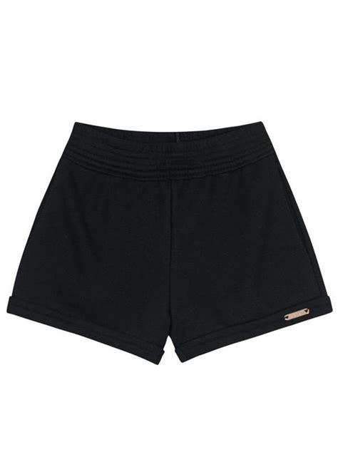 Shorts B Sico Menina De Moletinho Preto Brandili