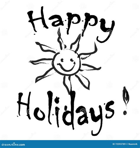 Happy Holidays Greeting Card Black And White Stock Illustration