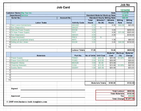 Job Costing Template Excel Free