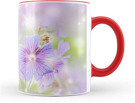 Pics And You Red Coloured Flower Themed 60 Ceramic 11oz High Quality