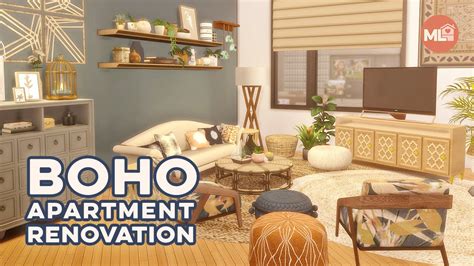 Boho Apartment Renovation Sims Speed Build Cc Links Youtube