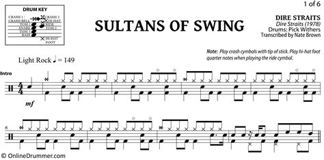 Sultans Of Swing Dire Straits Drum Sheet Music OnlineDrummer