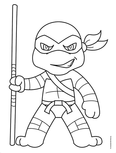 Easy How to Draw Ninja Turtles Tutorial Video and Coloring Page