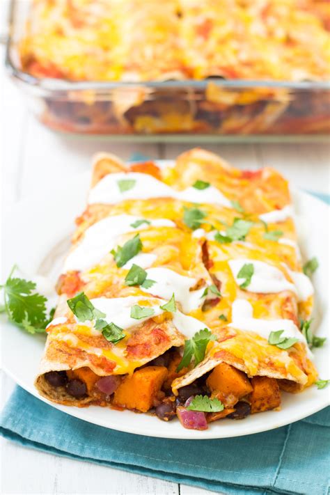 Vegetarian Enchiladas With Sweet Potato And Black Beans