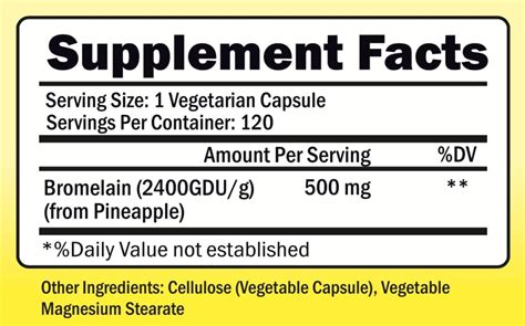 Bromelain 500mg 2400 Gdu 120 Vegetable Capsules Pure Pineapple