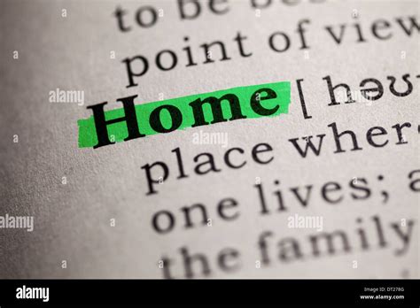 Fake Dictionary Definition Of The Word Home Stock Photo Alamy