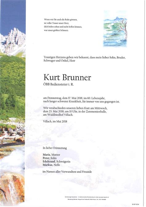 Parte für Kurt Brunner pax requiem