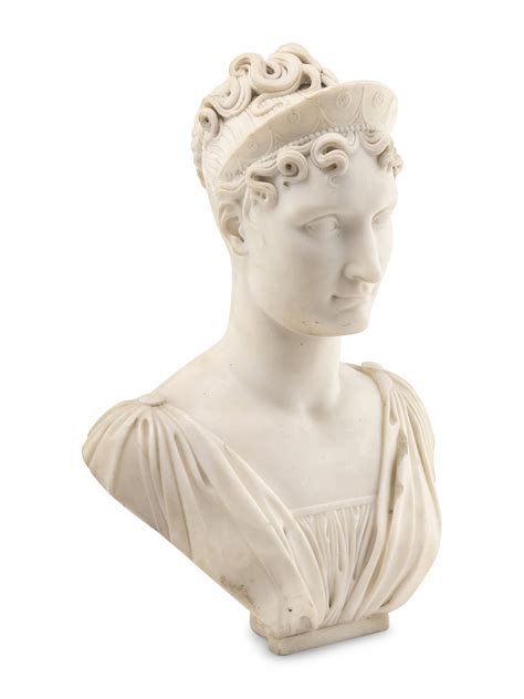 French School 19th Century A French Carved Marble Bust Of Elisa Bonaparte Early 19th Century