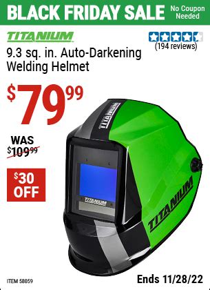 TITANIUM 9.3 sq. in. Auto Darkening Welding Helmet for $79.99 – Harbor ...