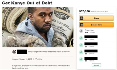 Kanye Out Of Debt Gofundme Know Your Meme