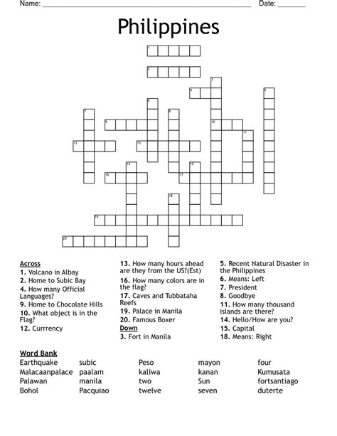 Philippines Crossword Wordmint