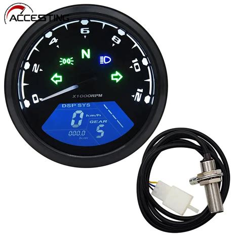 12000RPM LCD Speedometer Odometer Tachometer 1 4 Cylinders Motorbike