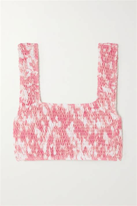 Faithfull The Brand Brie Shirred Tie Dyed Bikini Top