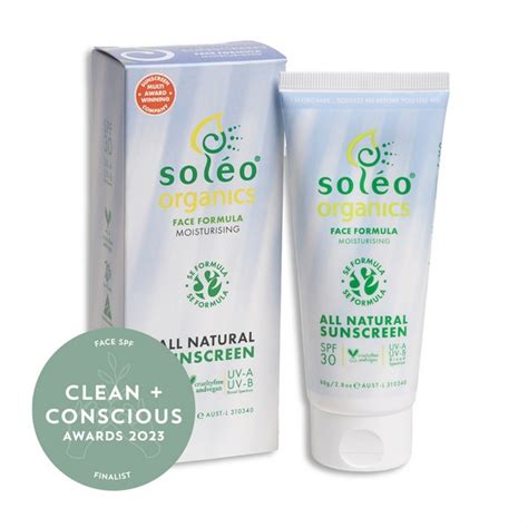 soleo organics face moisturising sunscreen clean conscious