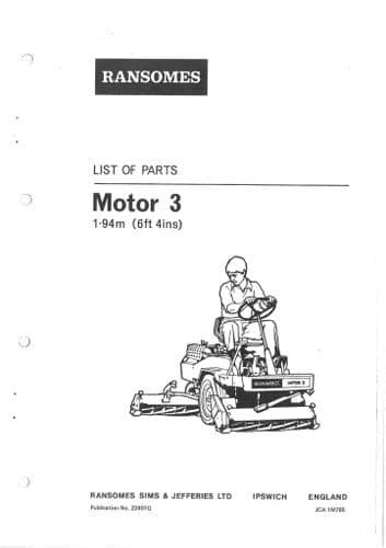 Ransomes Motor Mower 3 Parts Manual