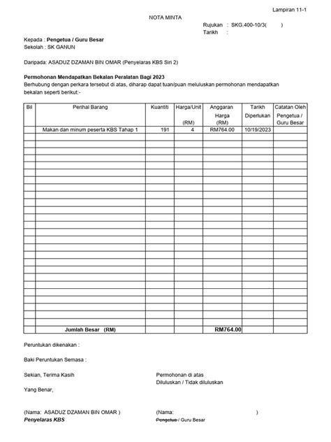 Nota Minta Kosong 2023 Pdf