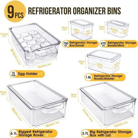 Boite Rangement Frigo Ensemble De Bac De Organisateur Empilable