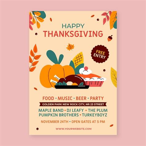 Free Vector Flat Thanksgiving Invitation Template