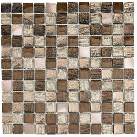 Verona Galactic Bronze Glass And Metal Mix Mosaic 23x23mm G30217 The Cornwall Tile Company