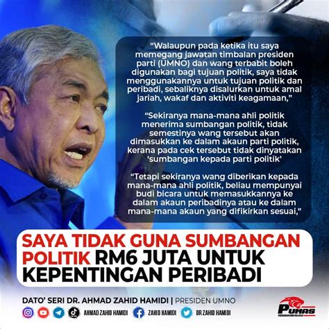 Saya Tidak Guna Sumbangan Politik RM6 Juta Untuk Kepentingan Peribadi