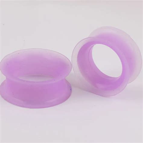 1 Pair Purple Soft Silicone Hollow Flesh Tunnel And Ear Plug Expander Stretching Piercing Plug ...