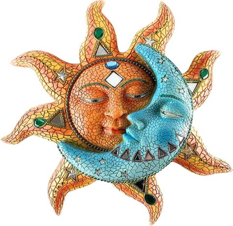 Nulyunze Sun And Blue Moon Wall Decor Sun And Blue Moon 3d Mosaic Celestial Face